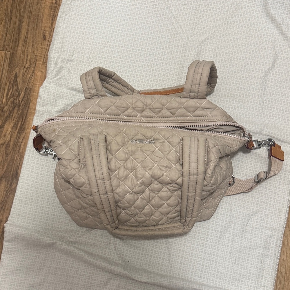 MZ Wallace Taupe Quilted Backpack